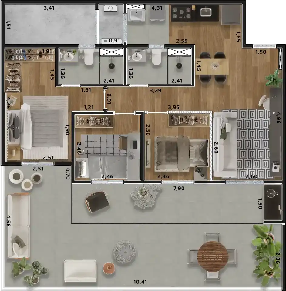 Planta Apartamento Garden 112m² e 172m²