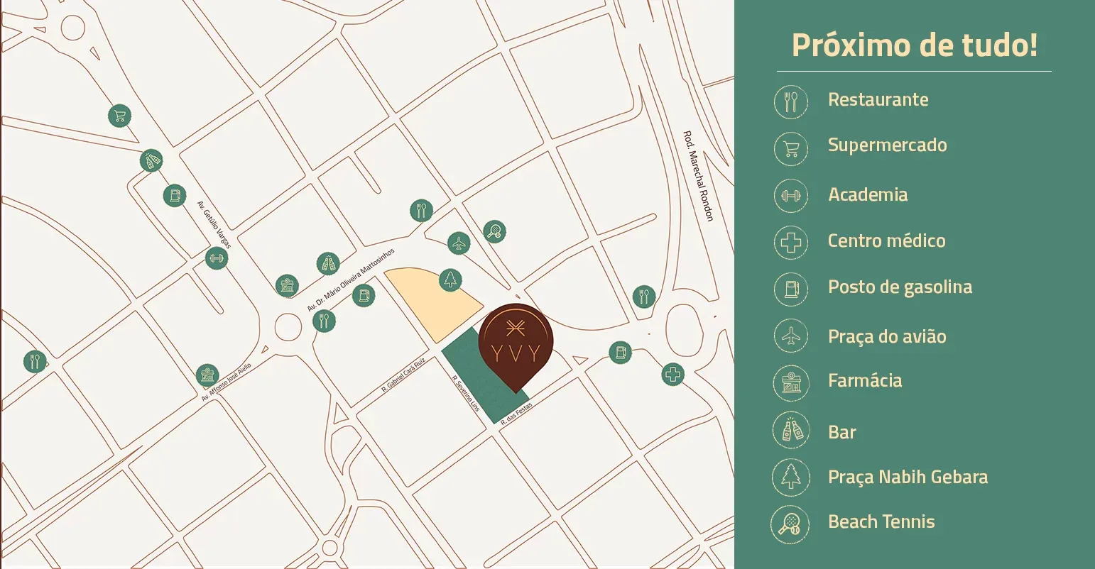 Mapa de localização do YVY Bauru em Bauru/SP