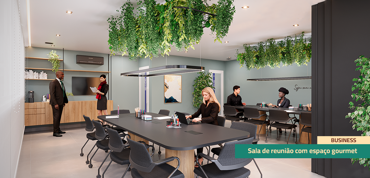 Sala reunião com espaço gourmet