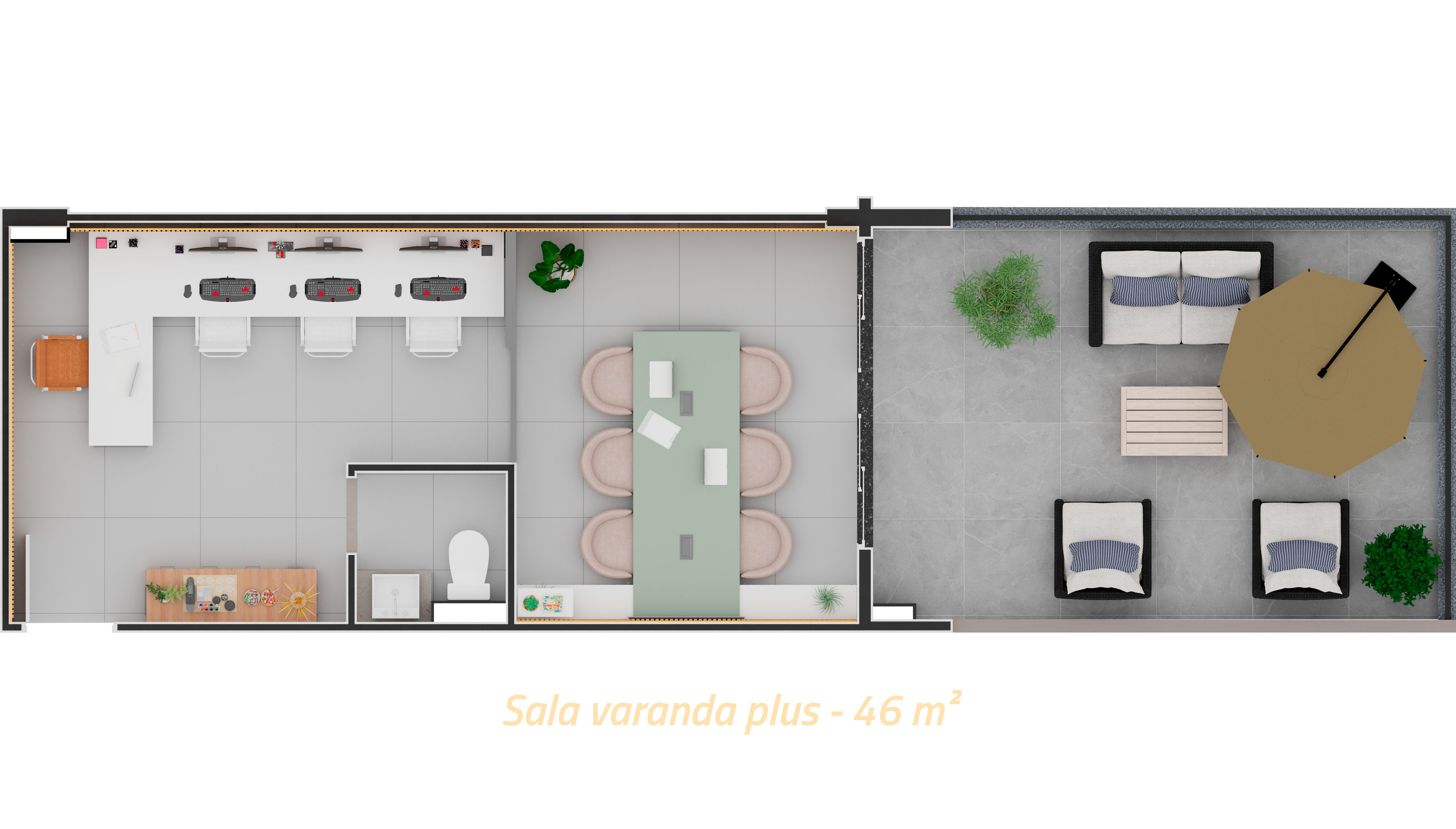 Sala Varanda Plus 46 m²